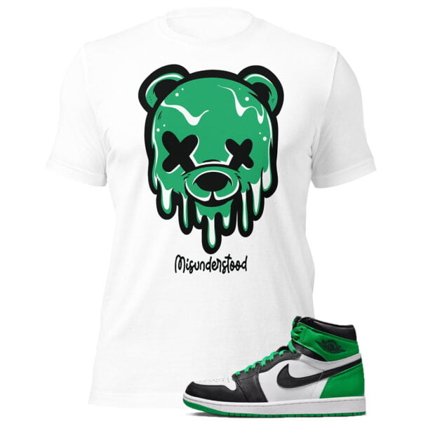 Drippy Bear Shirt To Match Jordan 1 Lucky Green Sneakers