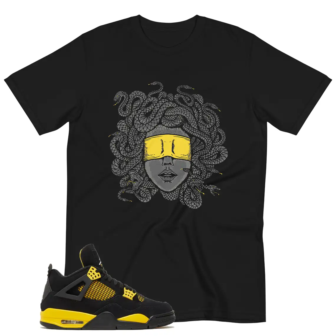 Jordan 4 Thunder Outfit Shirt - Medusa Head Graphic