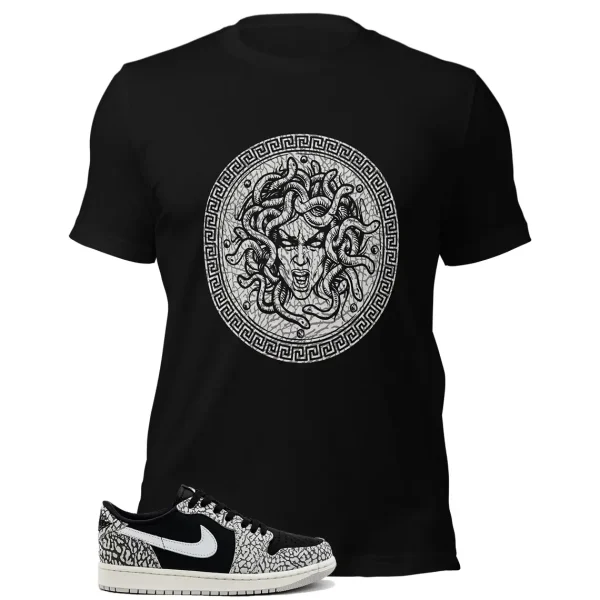 Shirt To Match Jordan 1 Black Cement - Medusa Graphic.