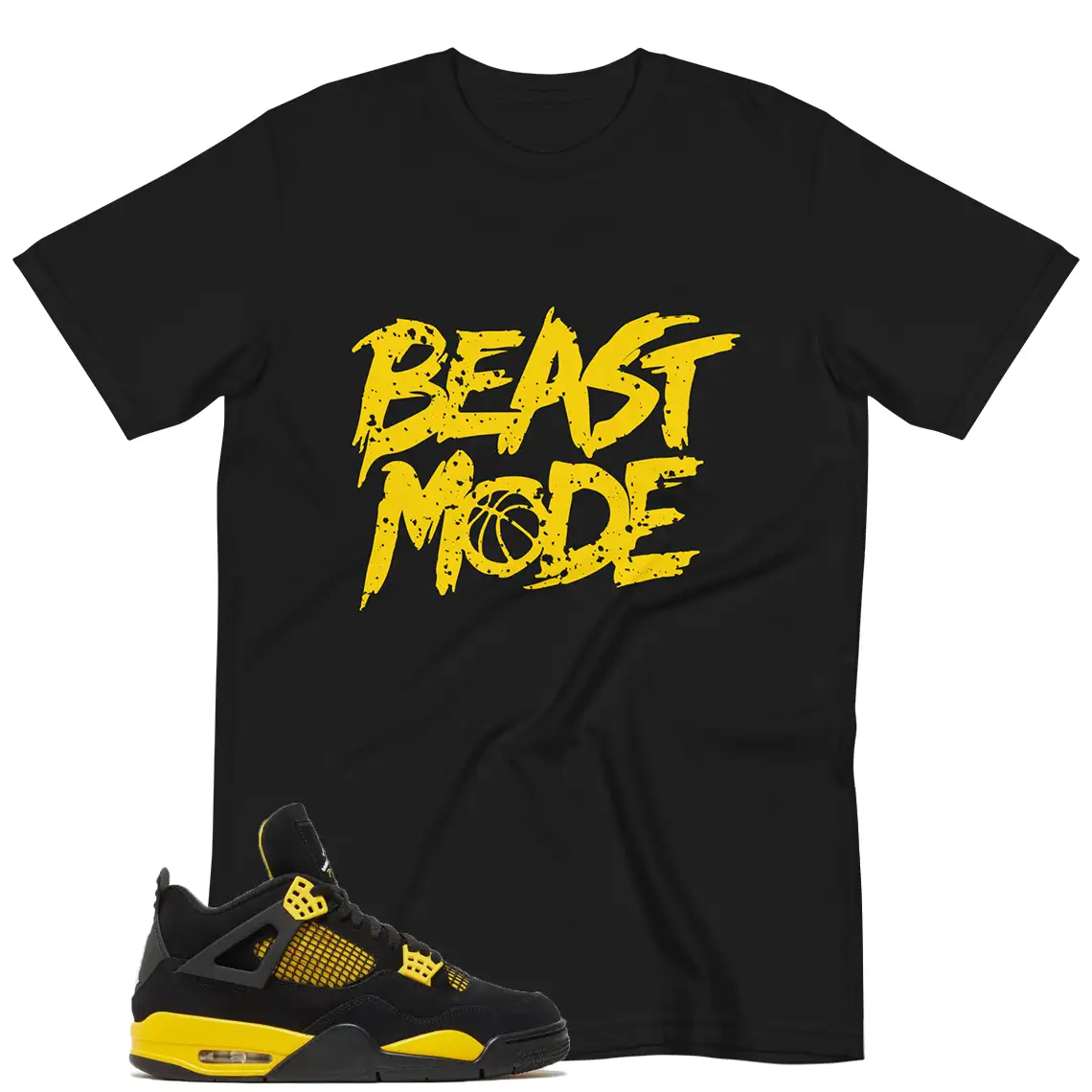 Jordan 4 Thunder Outfit Shirt - Beast Mode Graphic