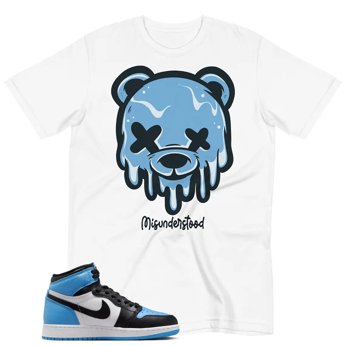 Jordan 1 OG UNC Toe Shirt - Drippy Bear Graphic