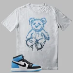 Jordan 1 UNC Toe Outfit Shirt - Dead Face Bear Graphic