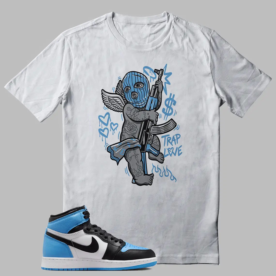 TRAP Shirt For Jordan 1 UNC Toe Sneakers