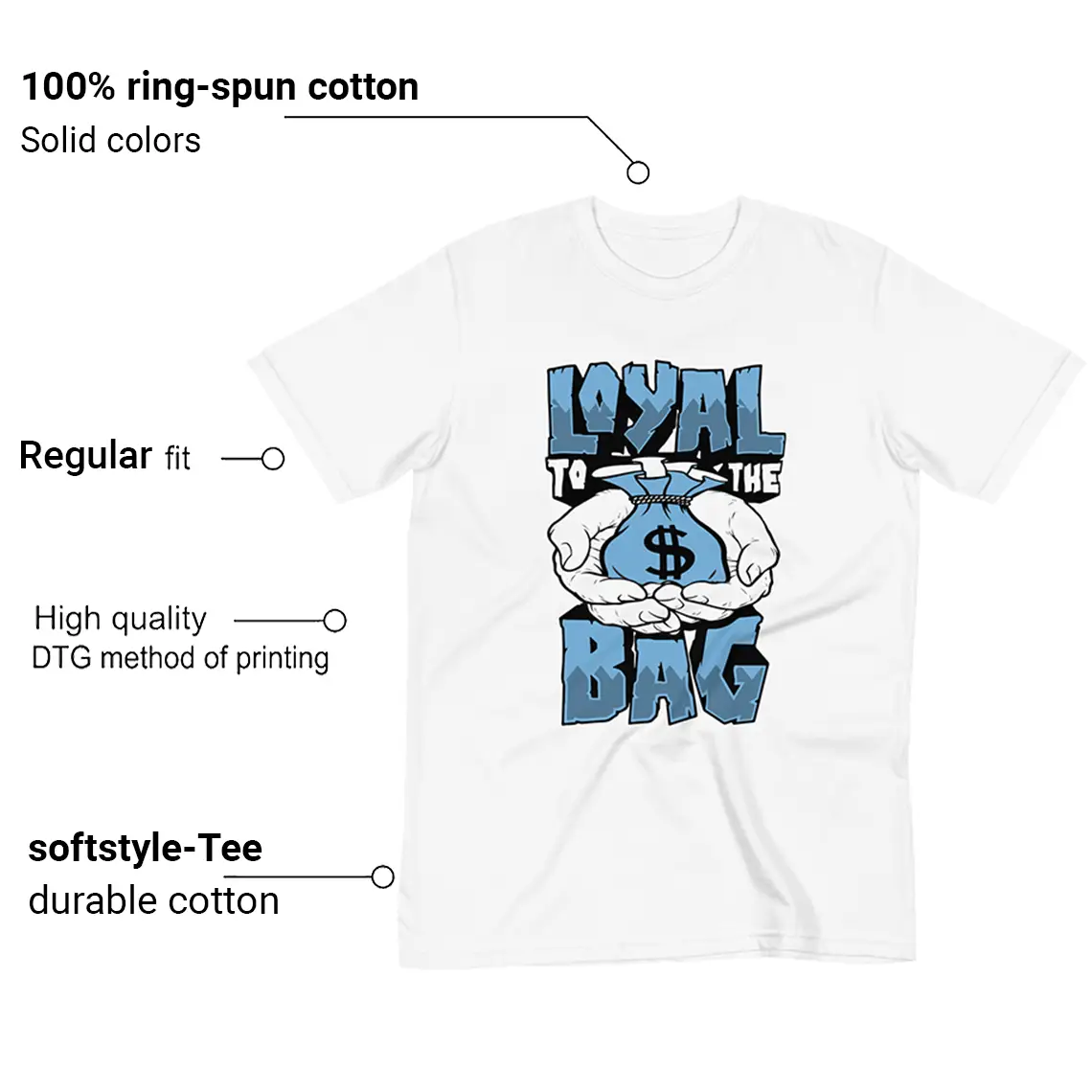 UNC Toe Jordan 1 Shirt - Loyal To The Bag Graphic Features