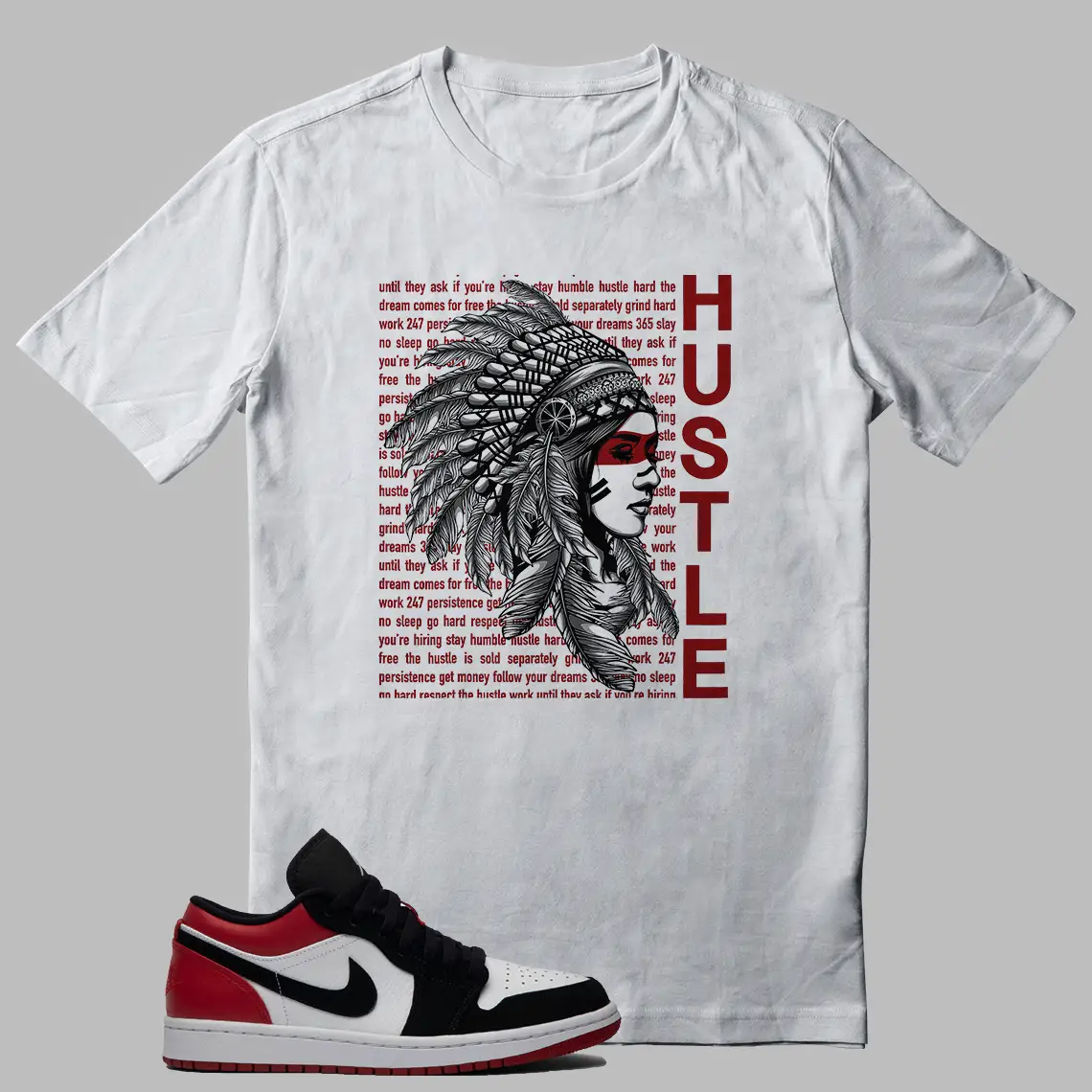 Hustle Jordan 1 Low Black Toe Shirt