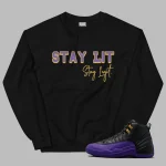 J12 Field Purple Sweatshirt Stay Lit Graphic Sweater