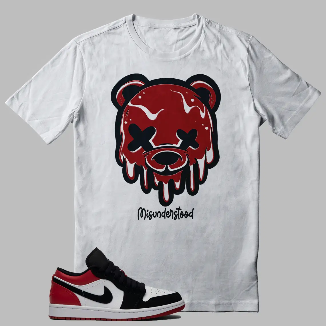 Jordan 1 Low Black Toe Outfit Shirt - Dripping Bear