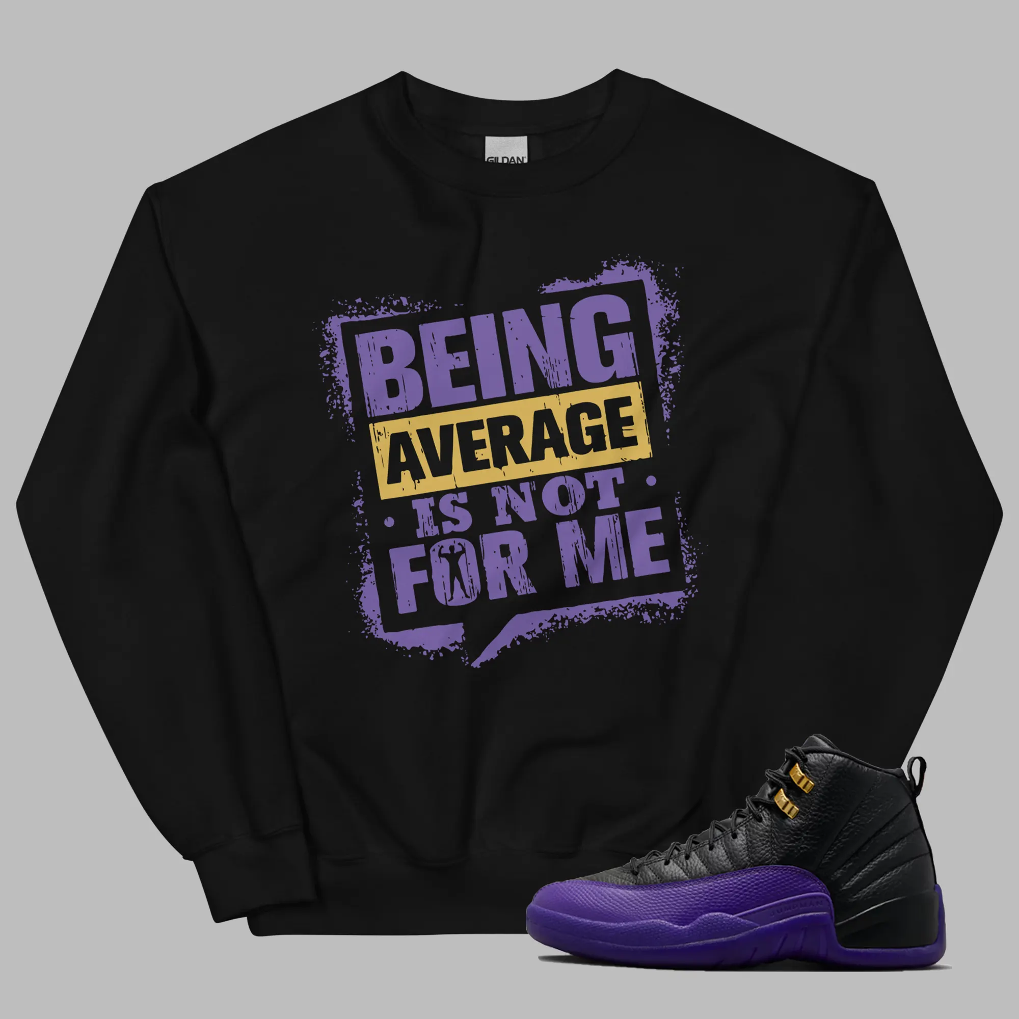 Jordan 12 Field Purple Sweatshirt Average Not Me Graphic Sweater