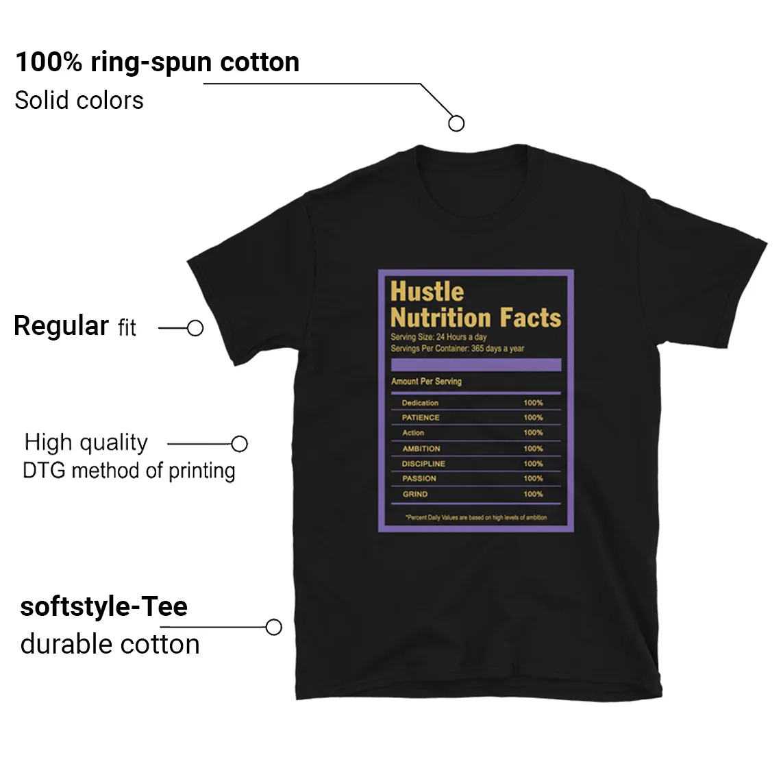 Jordan 12 Field Purple T-shirt Hustle Facts Graphic Features