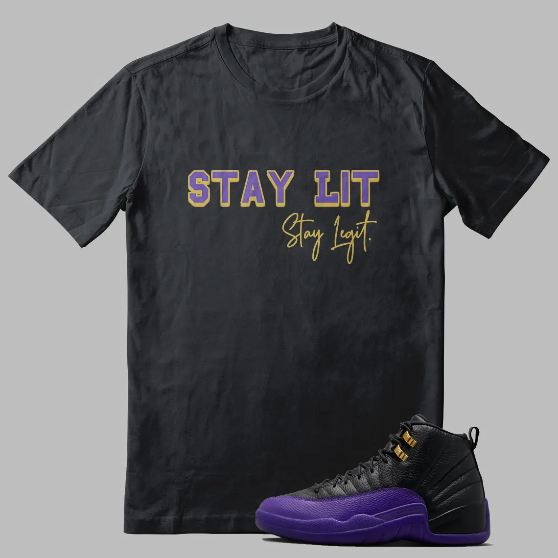 Jordan 12 Field Purple T-shirt Stay Lit Graphic