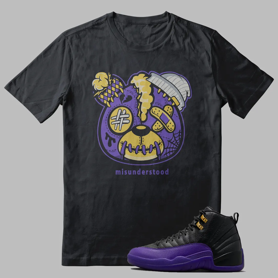 Jordan 12 Field Purple T-shirt Teddy Bear Graphic
