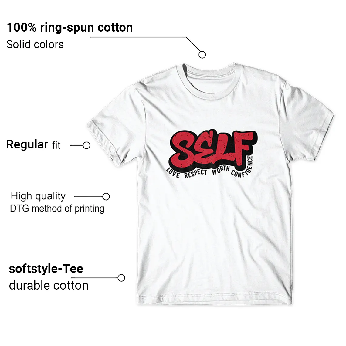 Jordan 4 Red Cement Self Love Graphic T-shirt Features