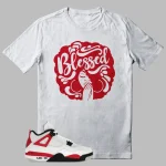 Jordan 4 Red Cement T-shirt Blessed Girl Graphic