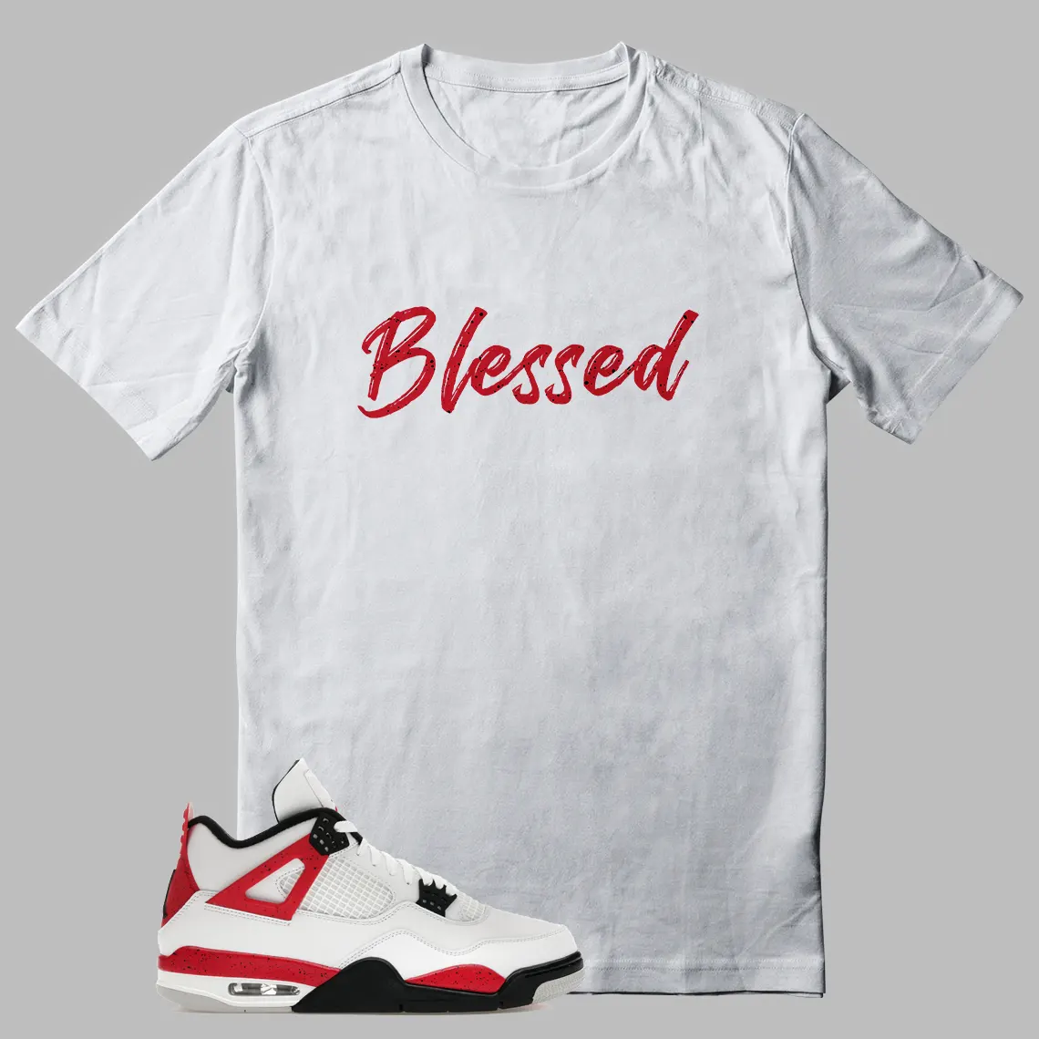 Jordan 4 Red Cement T-shirt Blessed Graphic