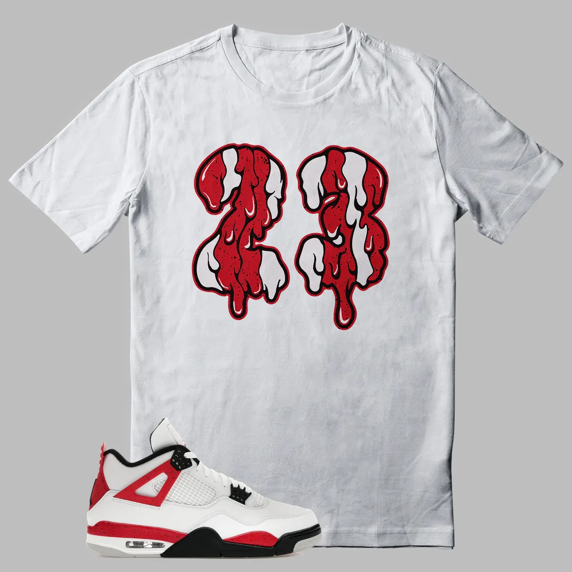 Jordan 4 Red Cement T-shirt Dripping 23 Graphic