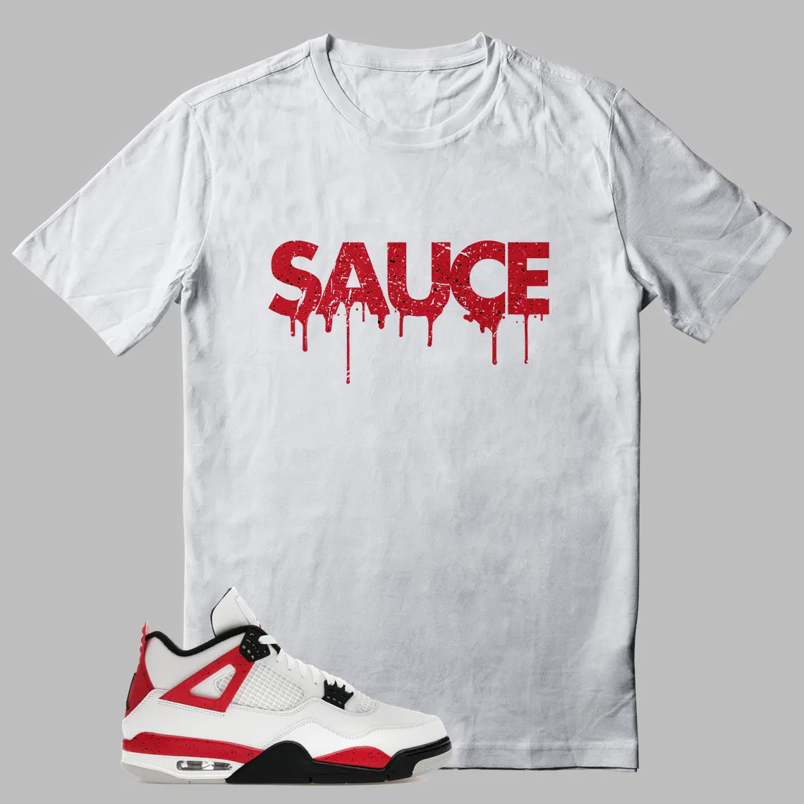Red Cement Jordan 4 T-shirt Dripping Sauce Graphic