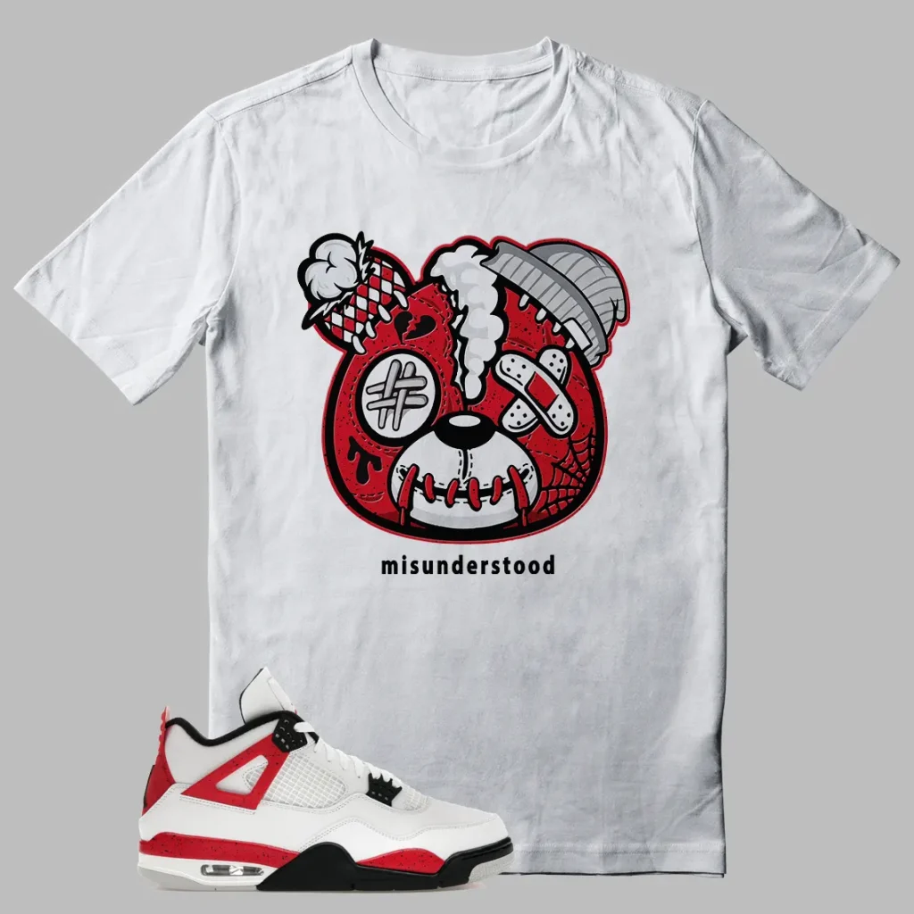 Teddy Bear Shirt To Match Jordan 4 Red Cement Outfit - LitGoat