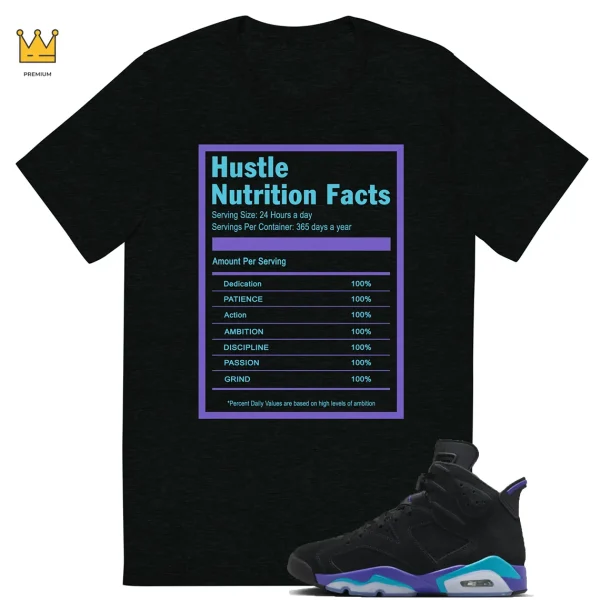 Jordan 6 Aqua Sneaker Match Shirts Hustle Facts Graphic