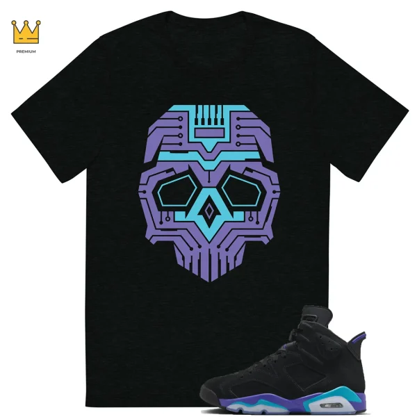 Shirt To Match Jordan 6 Aqua Circuit Skull Graphic