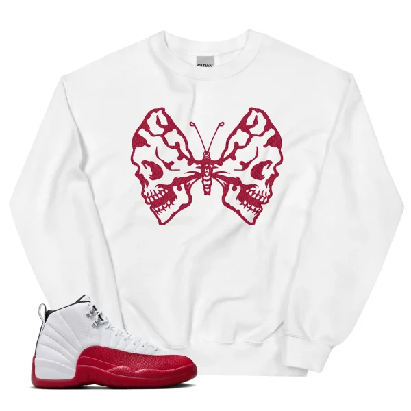 Butterfly Skulls Sweater Match Jordan 12 Cherry 2023