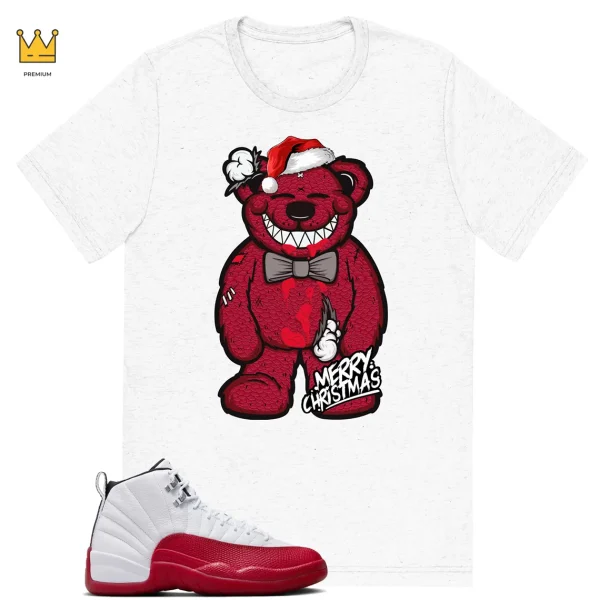 Christmas Teddy Bear T-shirt Match Jordan 12 Retro Cherry