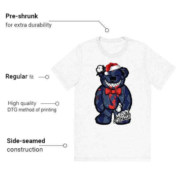 Christmas Teddy Bear T-shirt Match Jordan 5 Midnight Navy - Features