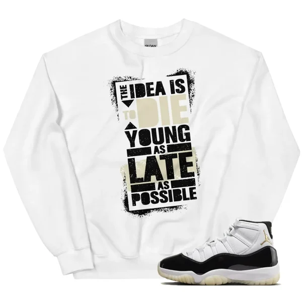 Die Young Sweater Match Jordan 11 Gratitude Outfit