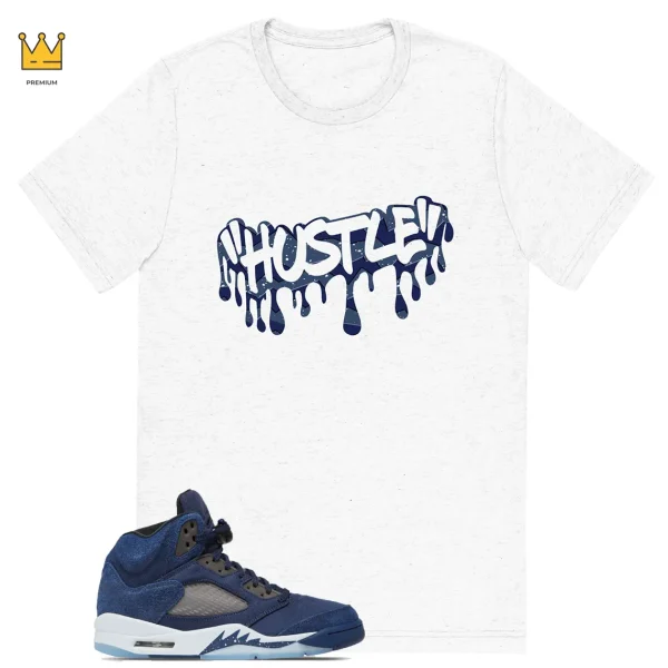 Hustle T-shirt Match Jordan 5 Midnight Navy