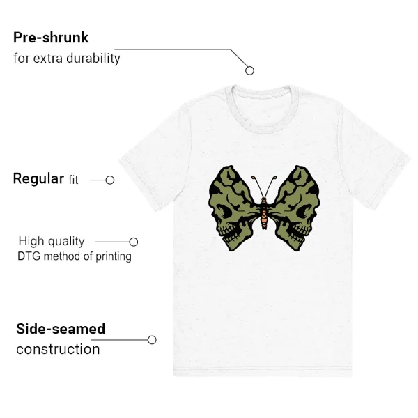 Butterfly Skulls T-shirt to match Jordan 1 Celadon - Features