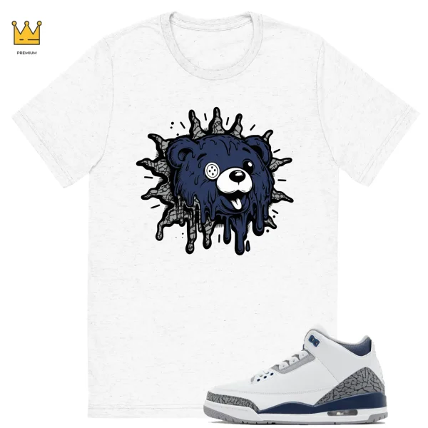 Dripping Bear T-shirt Match Jordan 3 Midnight Navy