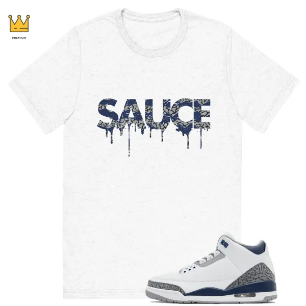Dripping SAUCE T-shirt Match Jordan 3 Midnight Navy Outfit