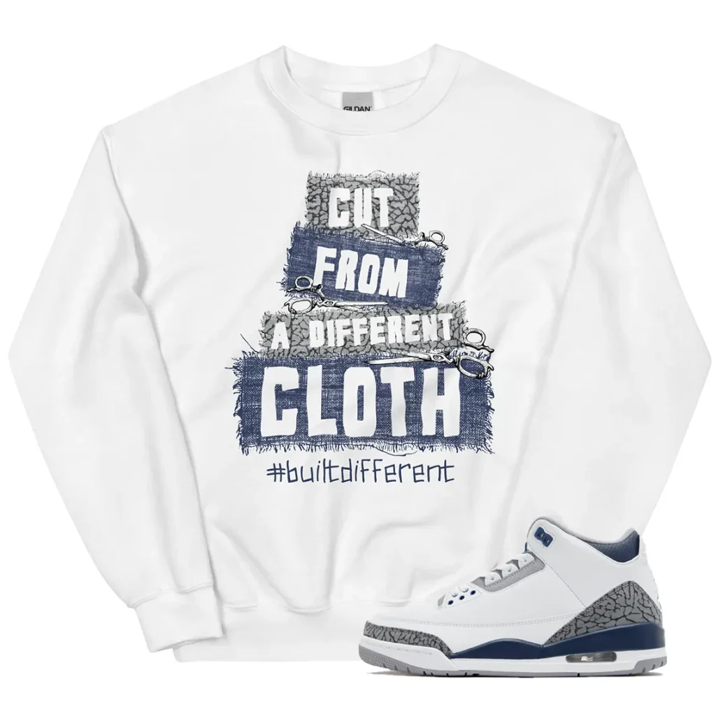 AJ3 Midnight Navy Outfit Sweater Built Different Graphic - New - LitGoat