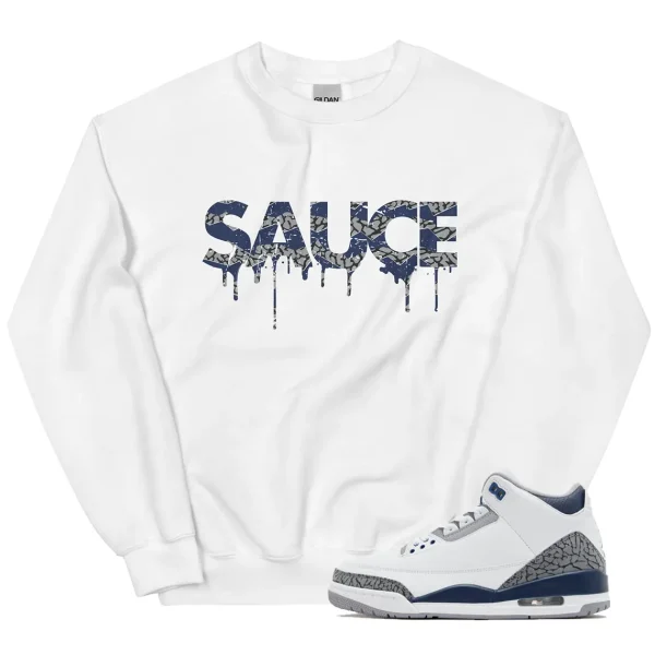 New Midnight Navy 3s Outfit Sweater SAUCE Graphic