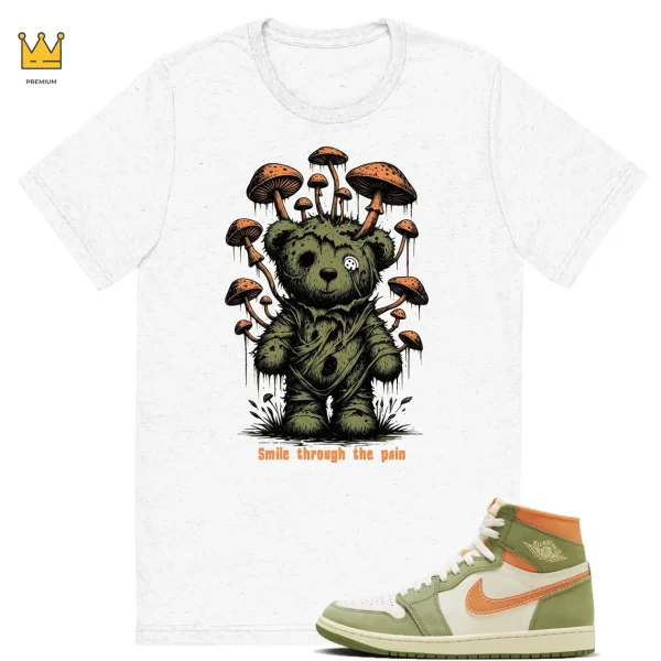 Smile Teddy Bear T-shirt to match Jordan 1 Celadon