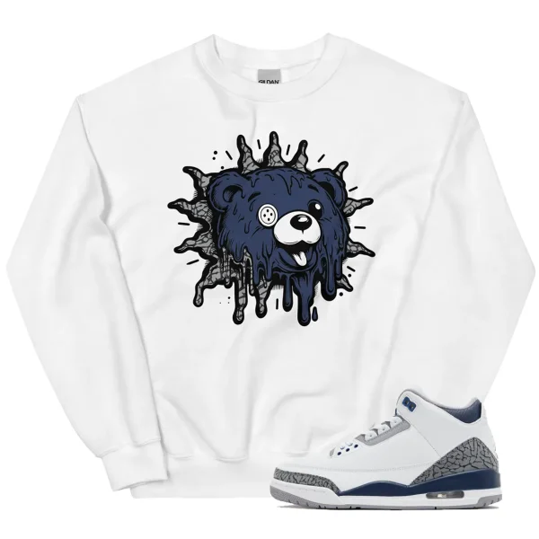 Midnight Navy 3s Matching Sweater Dripping Bear Graphic