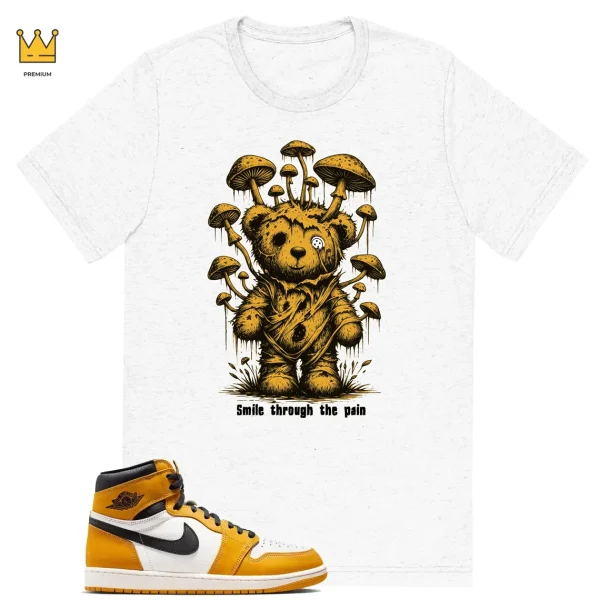 Mushroom Bear T-shirt to match Jordan 1 Yellow Ochre