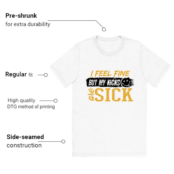 Sick Kicks T-shirt to match Jordan 1 Yellow Ochre - Features
