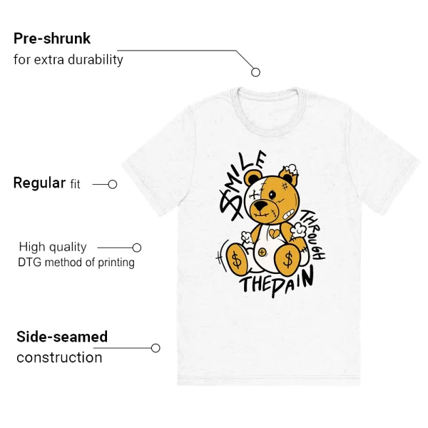 Smile Bear T-shirt to match Jordan 1 Yellow Ochre - Features