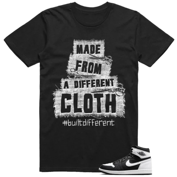 T-shirt to Match Jordan 1 Black White Built Different Graphic