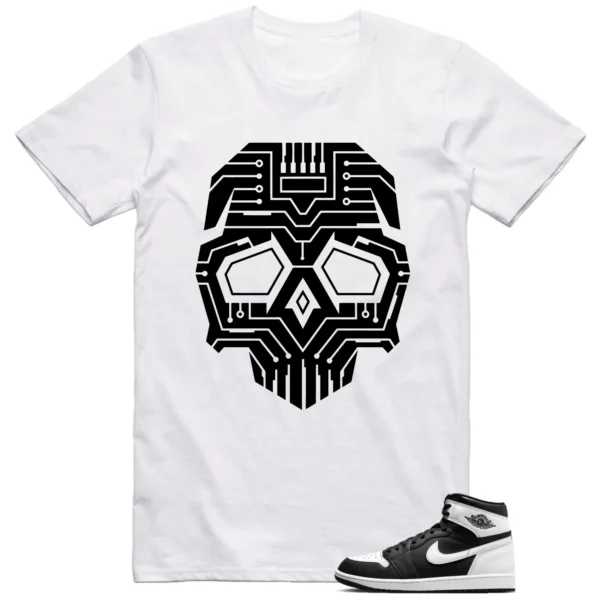 Jordan 1 Black White Shirt Skull Graphic