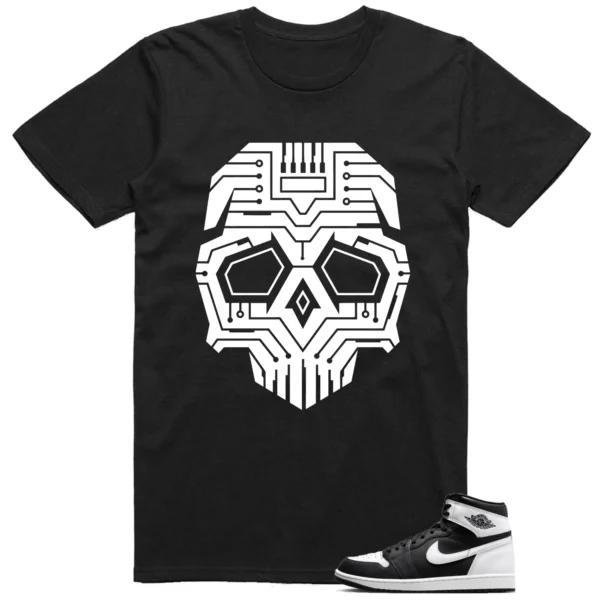 T-shirt to Match Jordan 1 Black White Skull Graphic