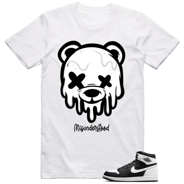 Jordan 1 Black White Shirt Dripping Bear Graphic