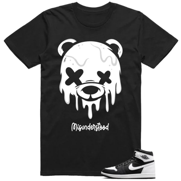 T-shirt to Match Jordan 1 Black White Dripping Bear Graphic