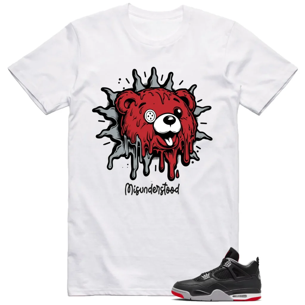 Jordan 4 Bred Reimagined Outfit Matching Shirt Dripping Bear - LitGoat