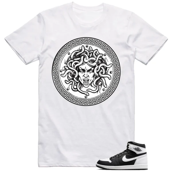 Jordan 1 Black White Shirt Medusa Graphic