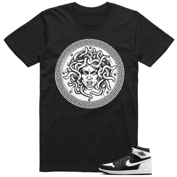 T-shirt to Match Jordan 1 Black White Medusa Graphic