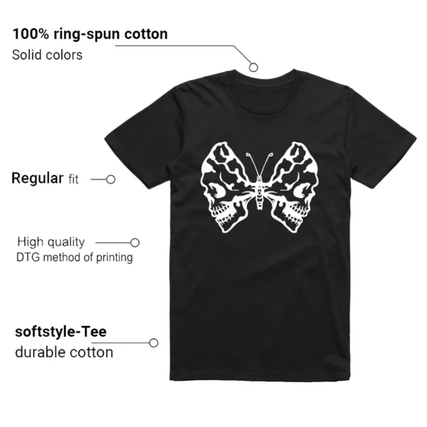 Jordan 1 Black White Matching T-shirt Butterfly Skulls Graphic