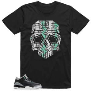 Jordan 3 Green Glow Shirt Skull Graphic