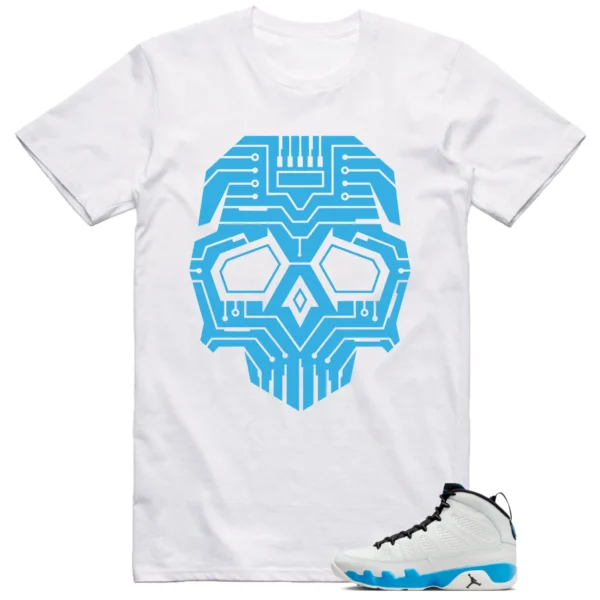 Jordan 9 Powder Blue Shirt Skull Graphic