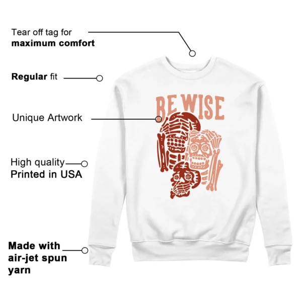 Be Wise Sweatshirt to Match Jordan 13 Dune Red Features